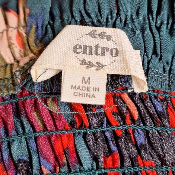 Anthropolgie Entro Colorful Tank Ruffle Smocked Midi Dress Womens Size M Boho - Picture 2 of 8